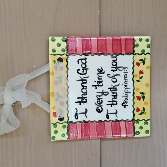 VINTAGE ART OF THE SPRIT SQUARE WALL PLAQUE CERAMIC BIBLE SCRIPTURE HAND PAINTED - Picture 2 of 16